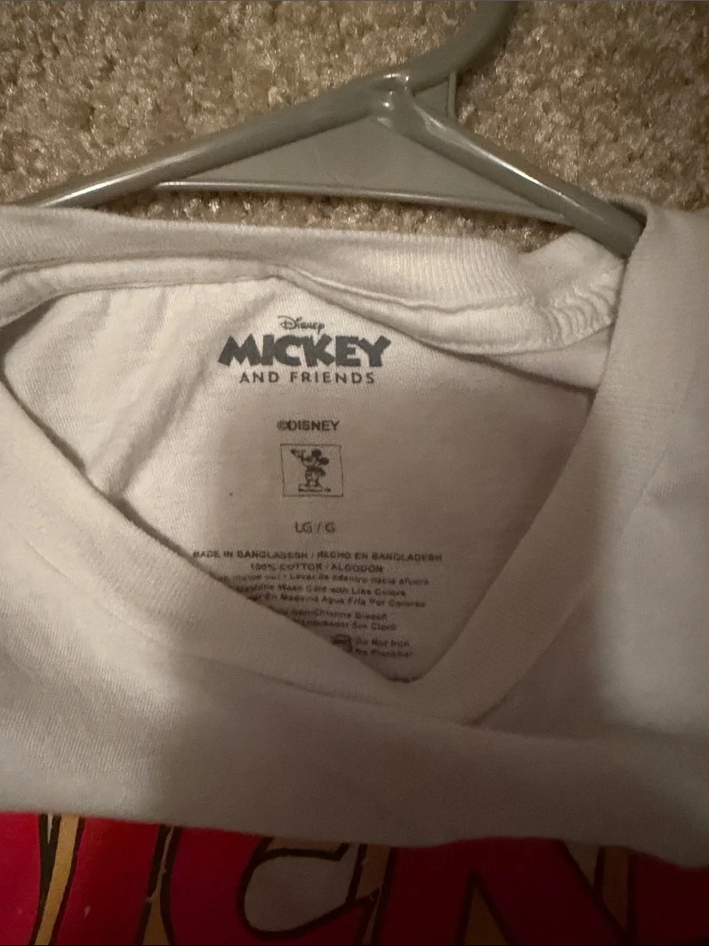 Disney White Tee with Red, Yellow & Black Mickey Graphic